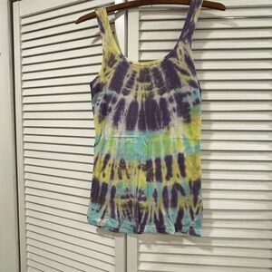 Stranded Tie-Dye Tank Top - Purple, Yellow, Aqua Vintage